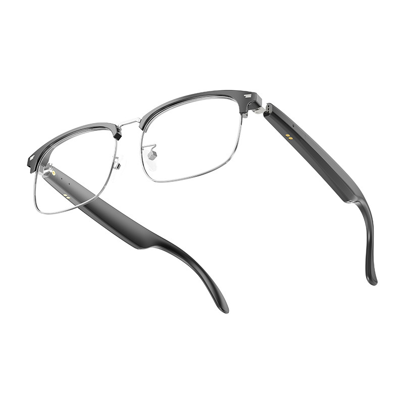 6 ساعت بلوتوث 5.3 Ultralight Smart Wireless Glasses برای تماس سیاه نقره