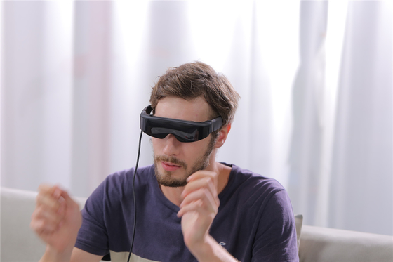 عینک های واقعیت 3D VR سفارشی 1080P 43 درجه FOV صفحه نمایش نصب شده بر روی سر
